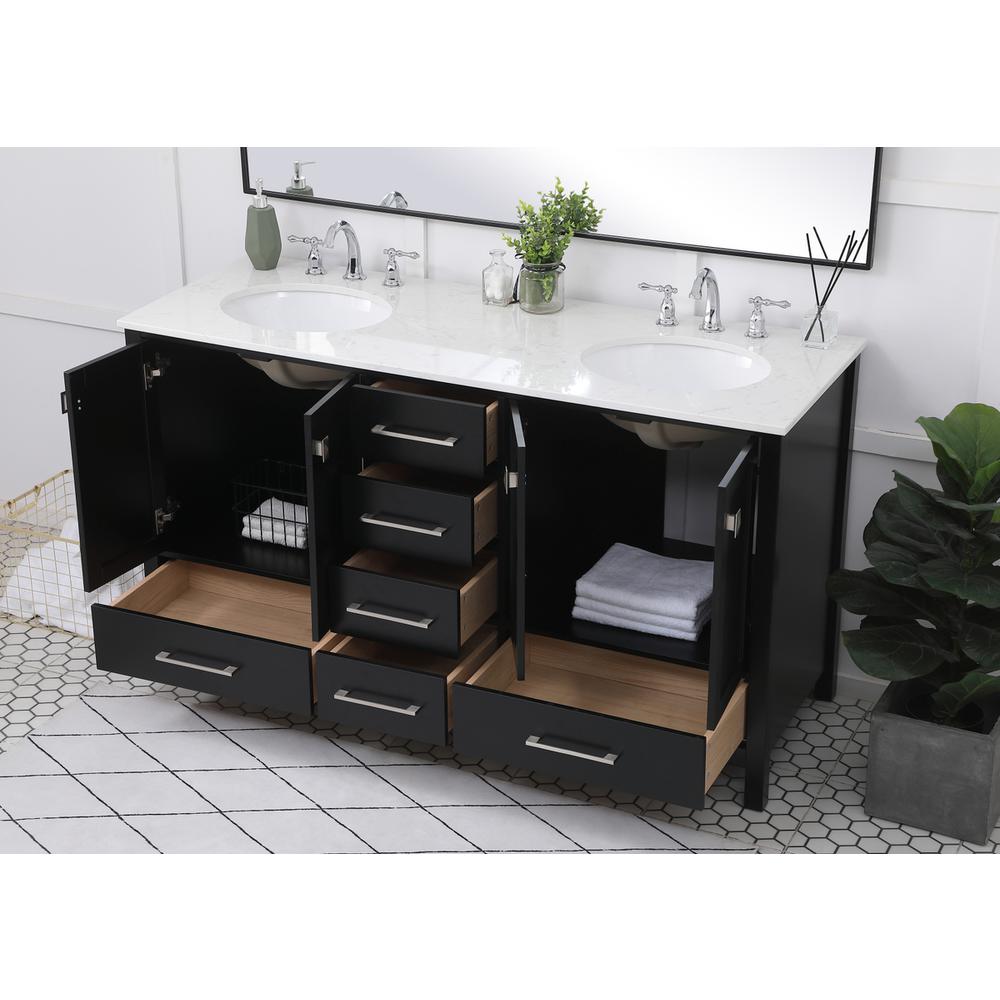60 inch Double Bathroom Vanity in Black. Picture 3