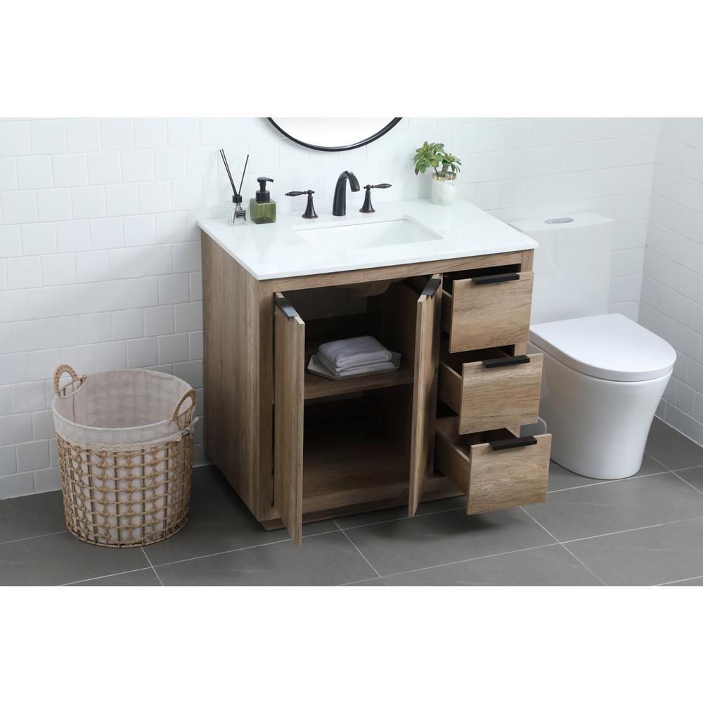 36 Inch SIngle Bathroom Vanity In Natural Oak. Picture 3