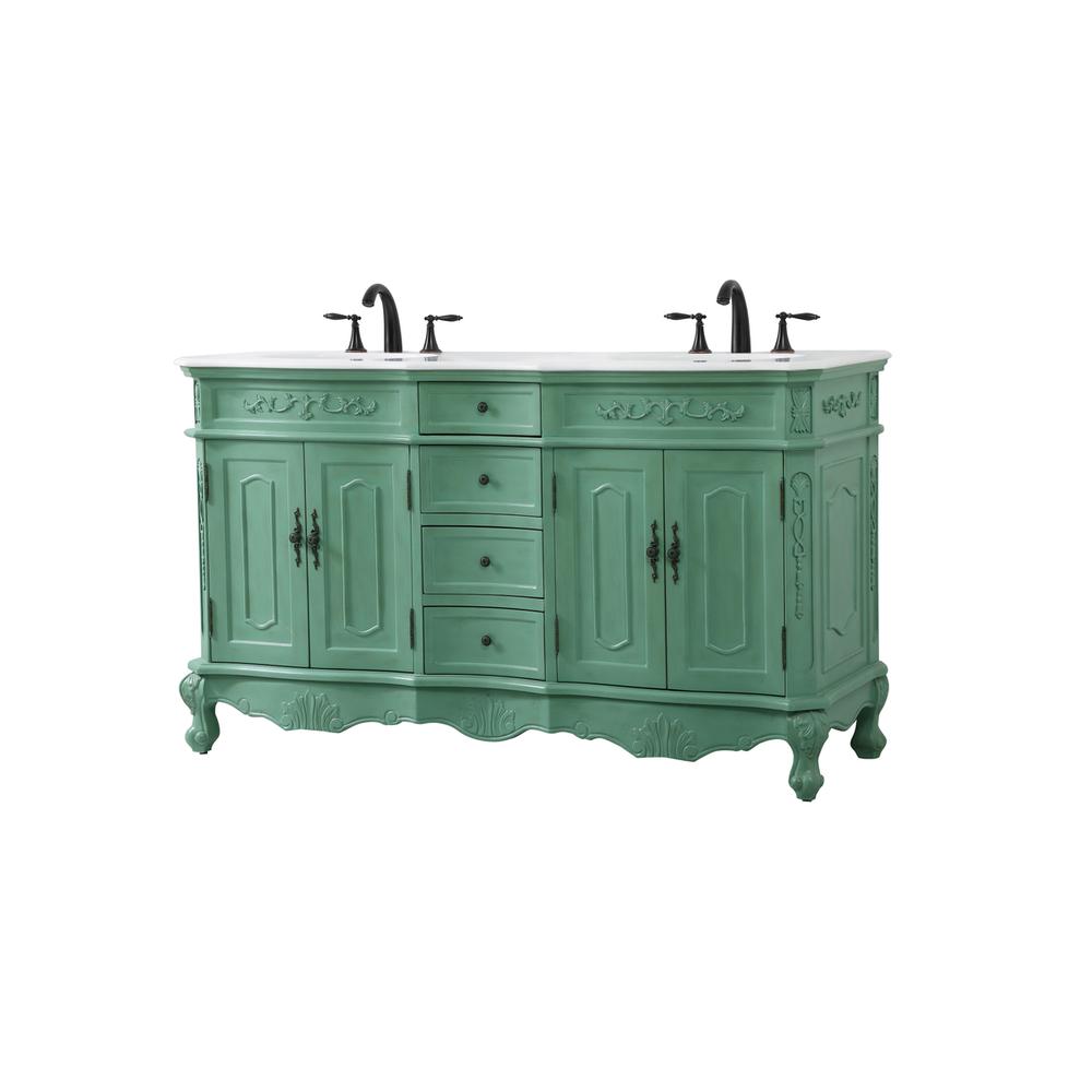 60 inch double Bathroom vanity in vintage mint. Picture 7