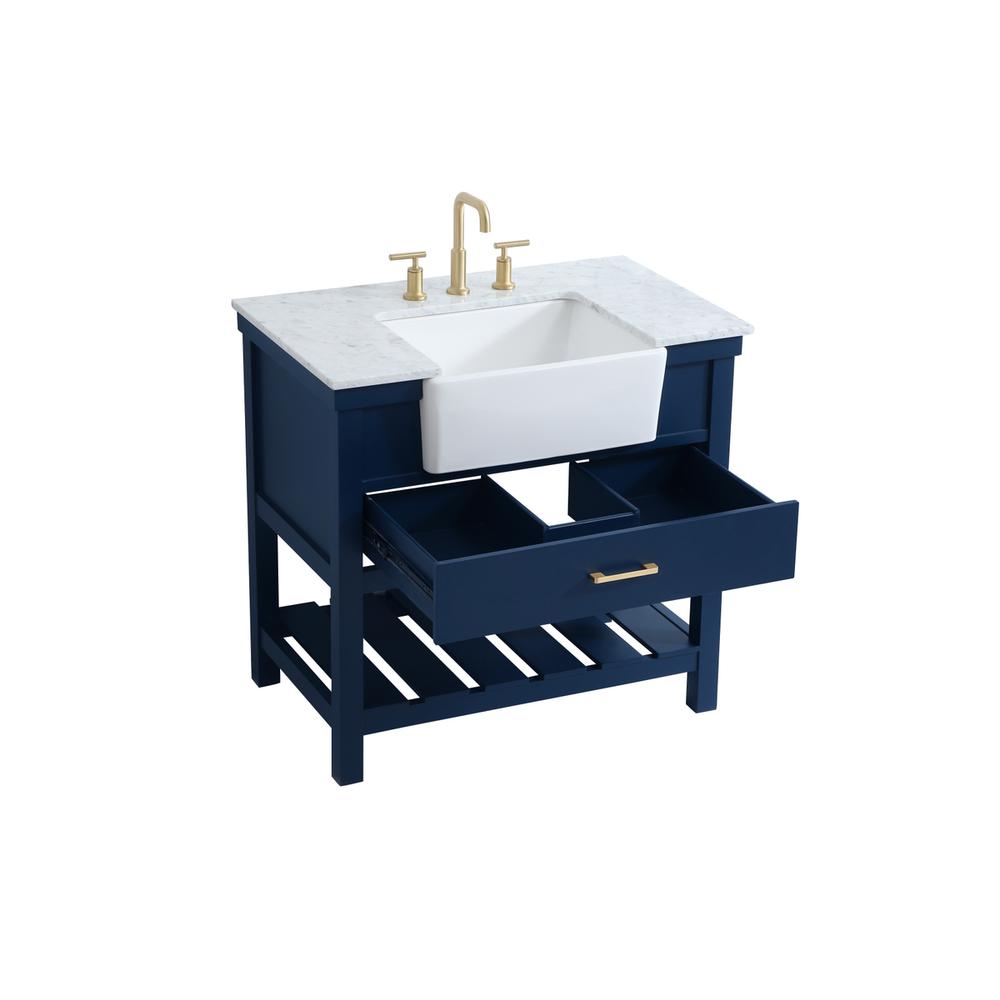 36 inch Single bathroom vanity in blue. Picture 9