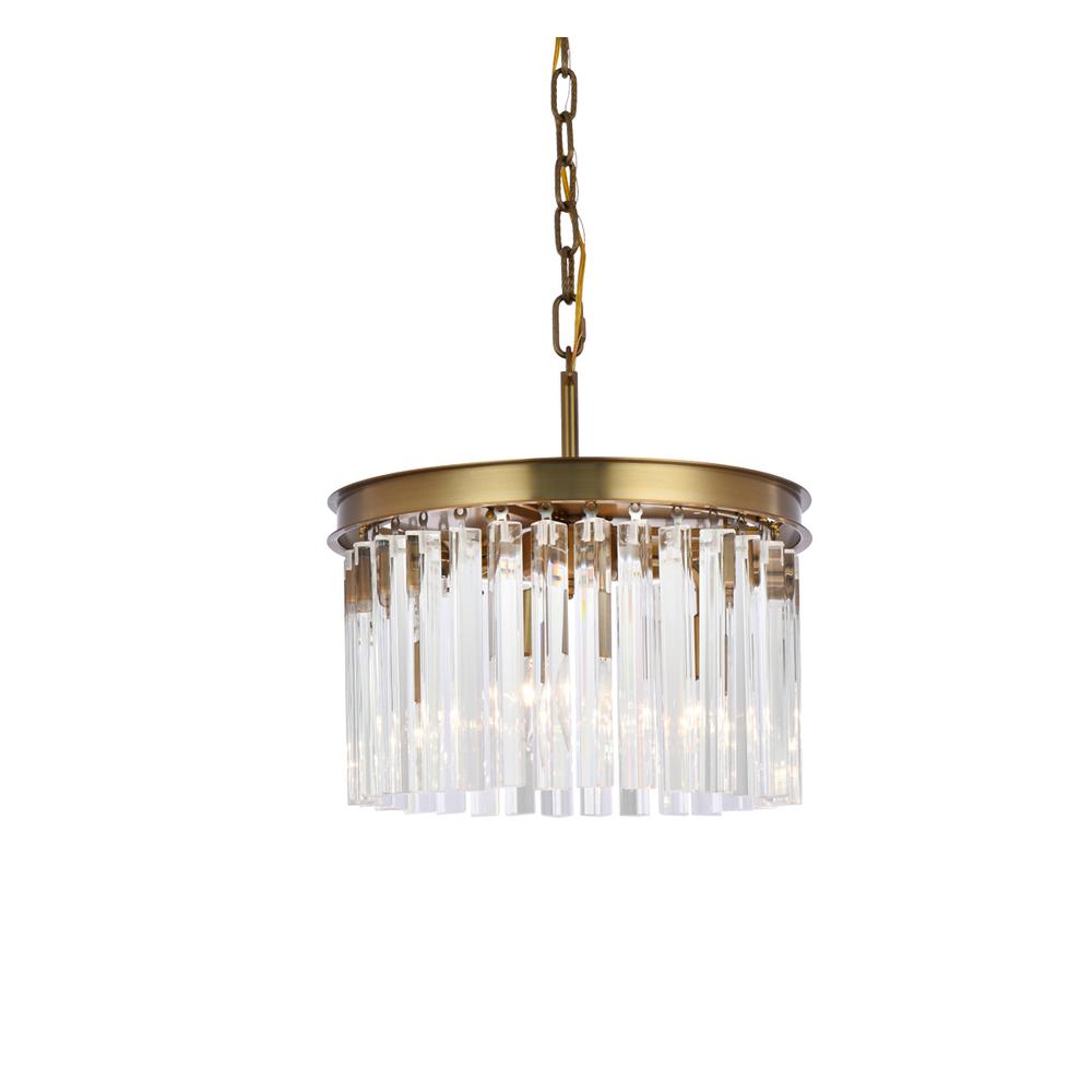 Sydney 16 inch round crystal pendant in satin gold. Picture 2