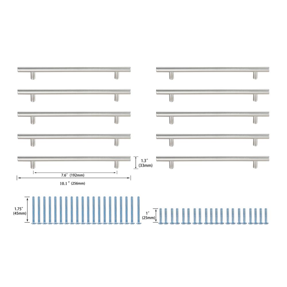 Quinn 7-9/16" Center to Center Brushed Nickel Bar Pull Multipack (set of 10). Picture 5