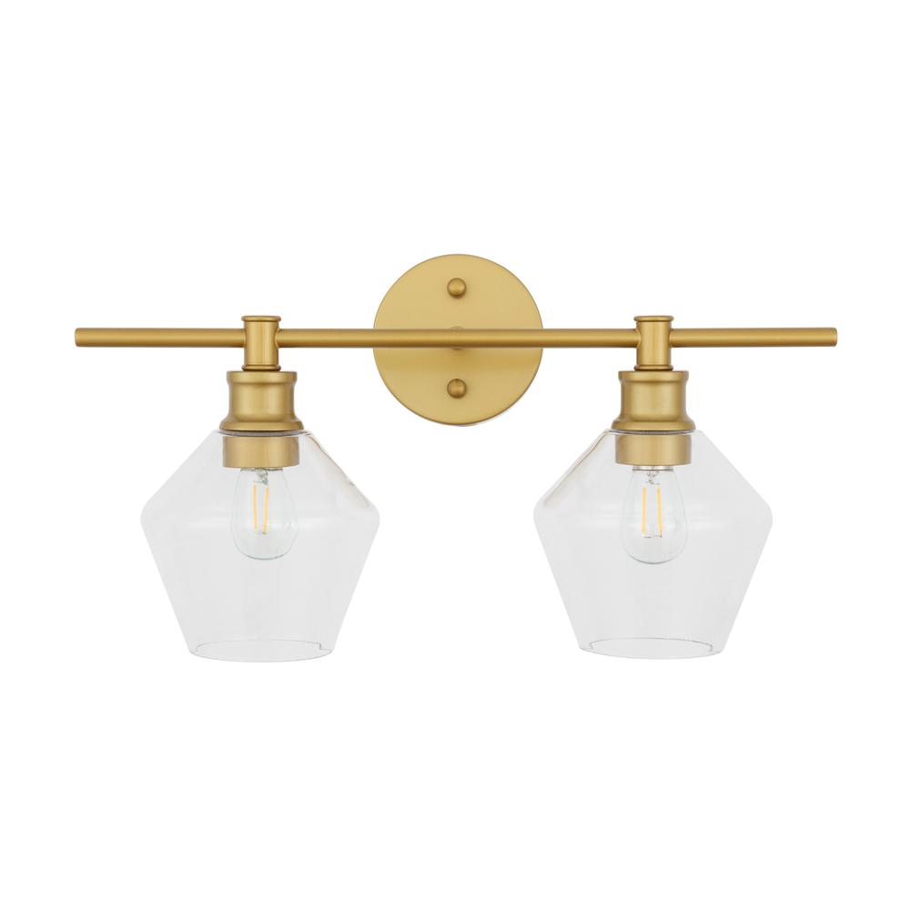 Gene 2 light Brass and Clear glass Wall sconce. Picture 10