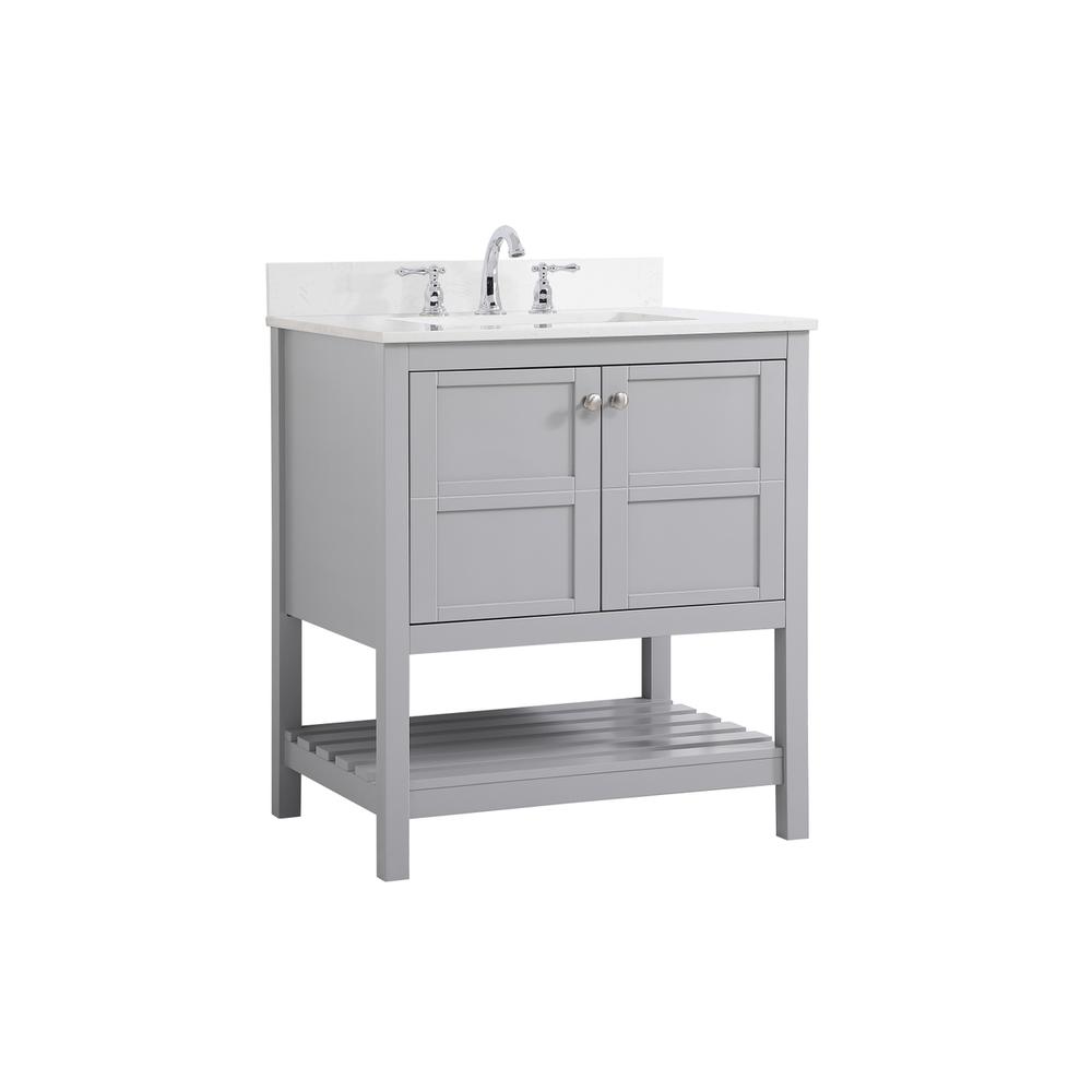30 inch Single Bathroom Vanity in Gray with Backsplash. Picture 7