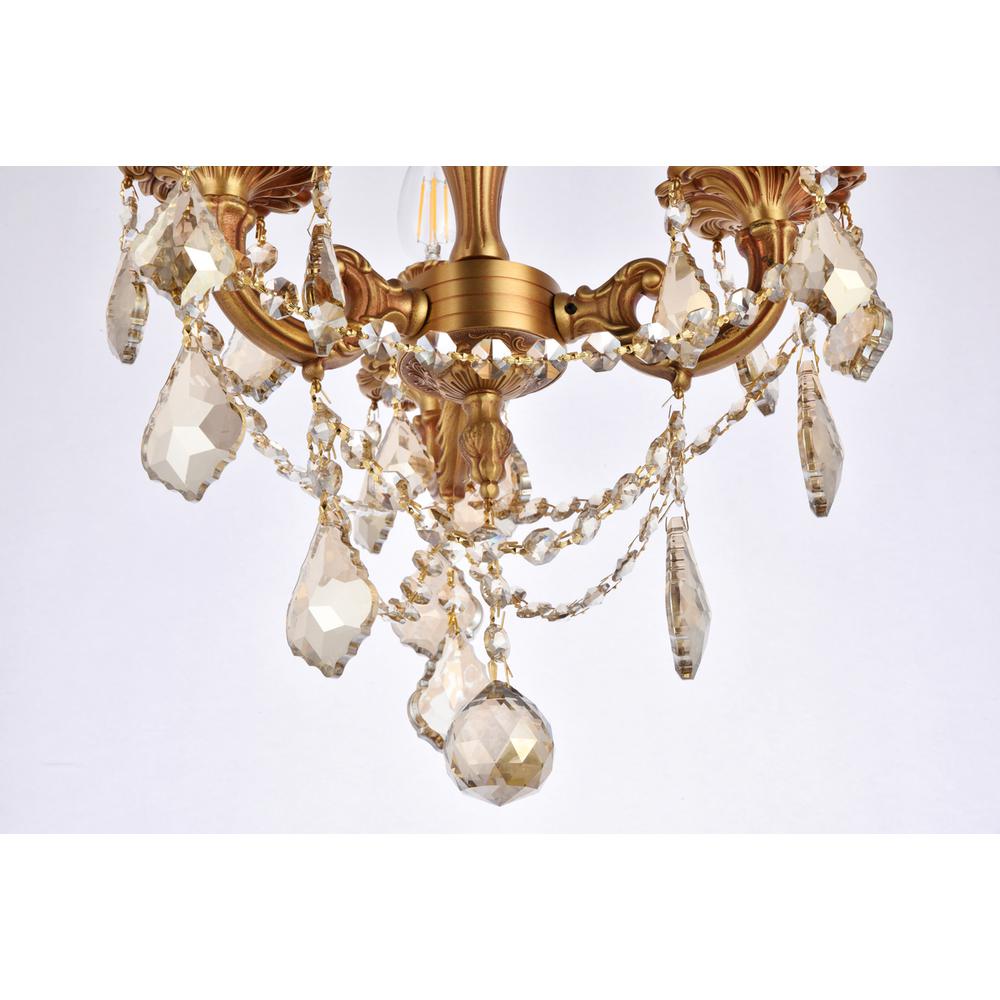 Rosalia 3 light French Gold Flush Mount Golden Teak (Smoky) Royal Cut Crystal. Picture 3
