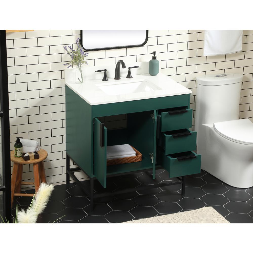 32 inch Single bathroom vanity in green with backsplash. Picture 3