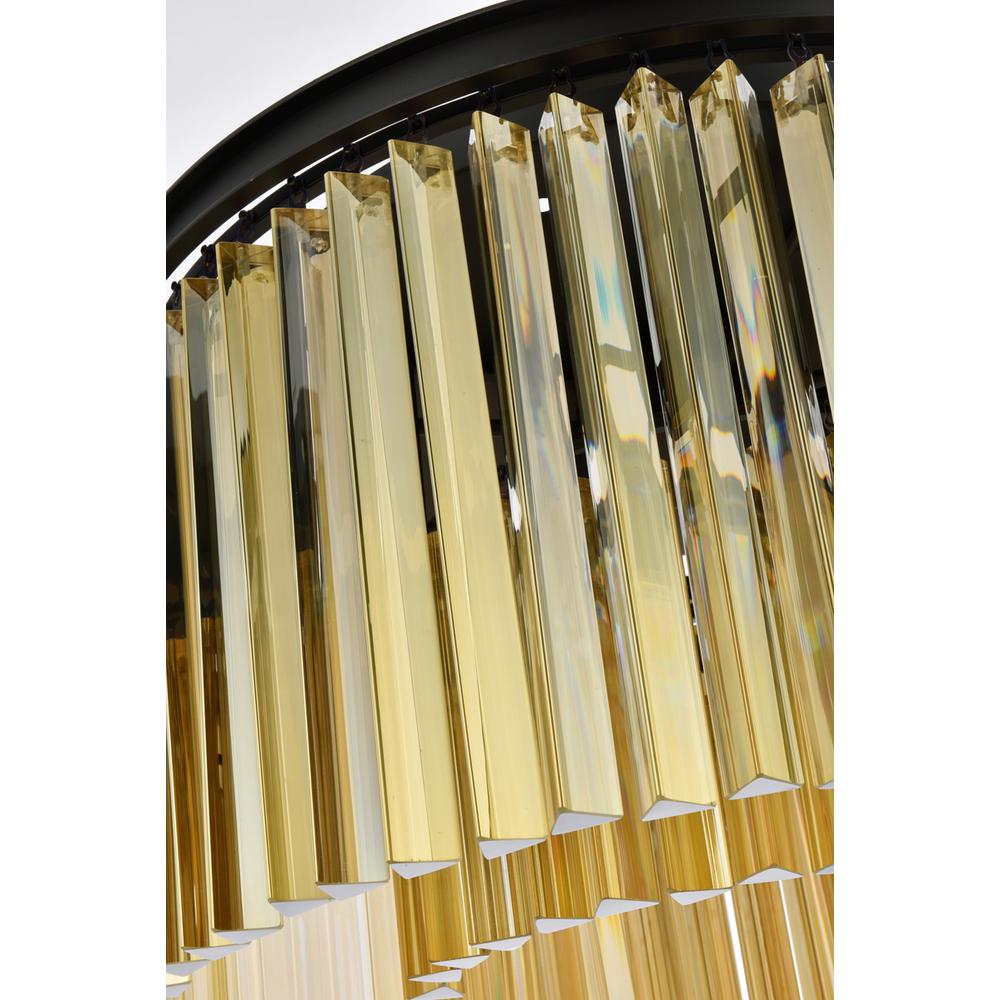 Sydney 8 light Matte Black Flush Mount Golden Teak (Smoky) Royal Cut Crystal. Picture 5