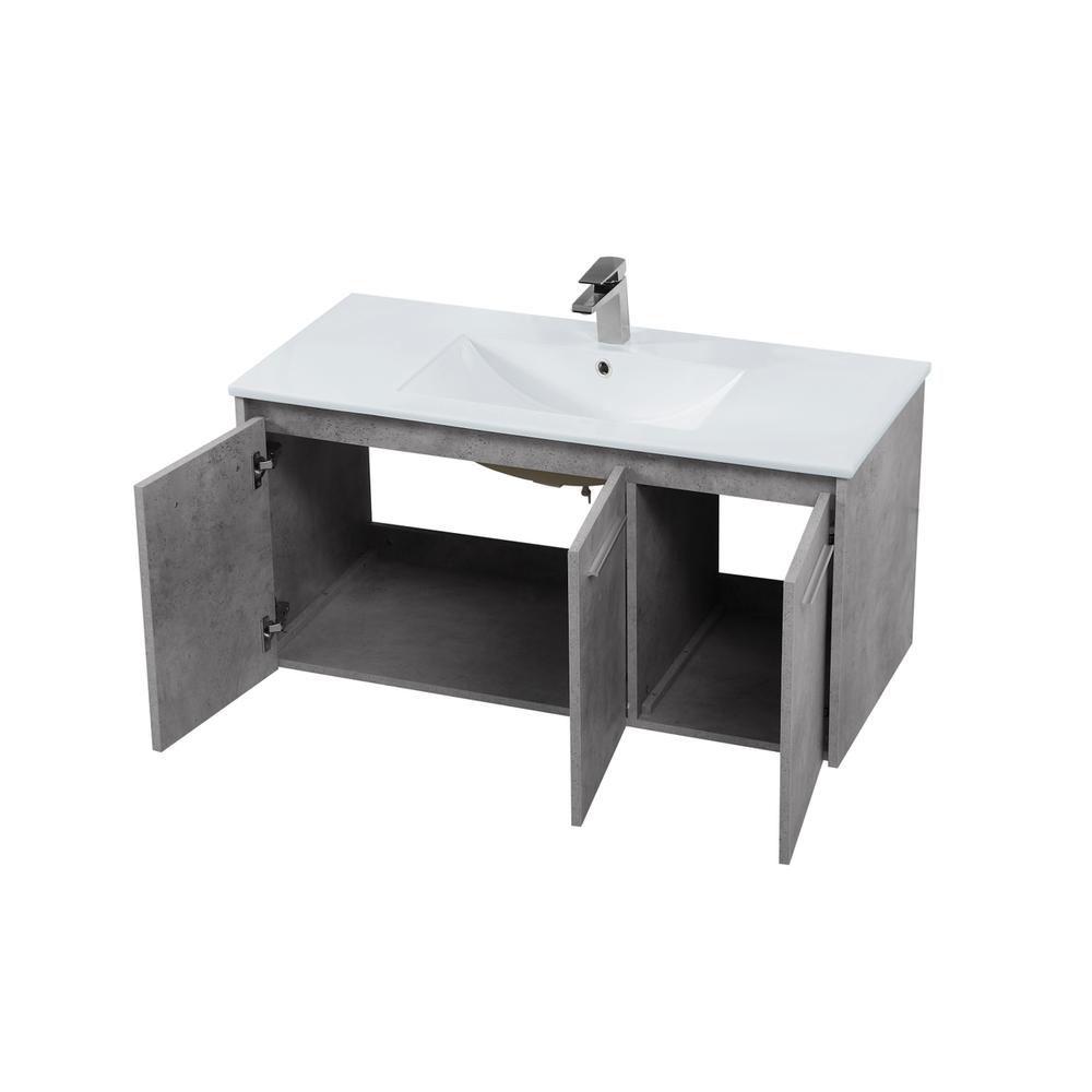 40 inch  Single Bathroom Floating Vanity in Concrete Grey. Picture 8