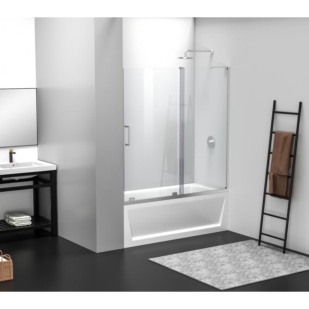 Frameless tub door 60 x 60 Brushed Nickel. Picture 11