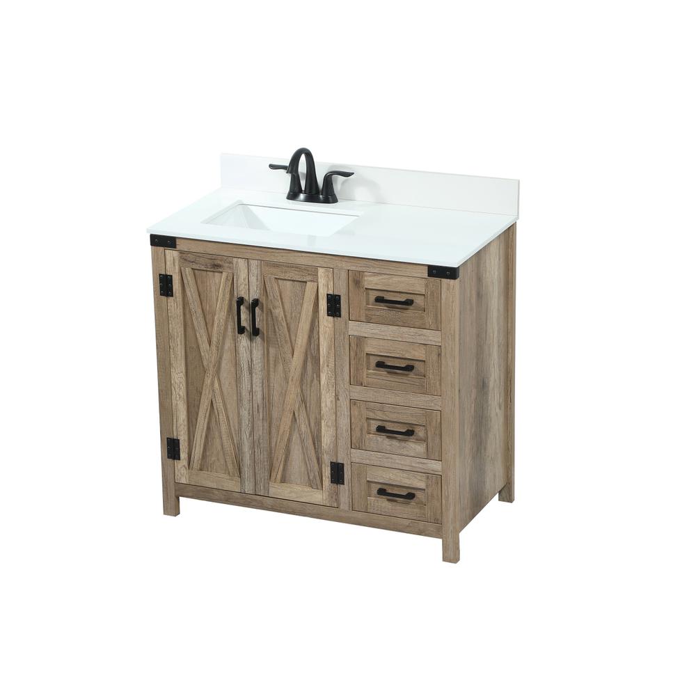 36 inch Single bathroom vanity in natural oak with backsplash. Picture 8