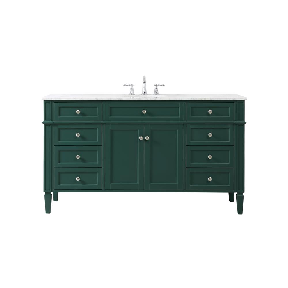 60 inch Single bathroom vanity in green. Picture 1