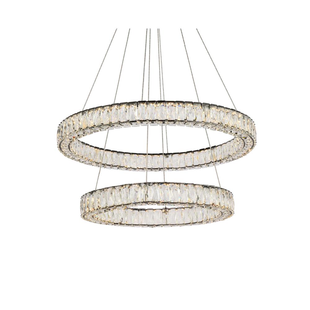 Monroe 32 inch LED double ring chandelier in black. Picture 2
