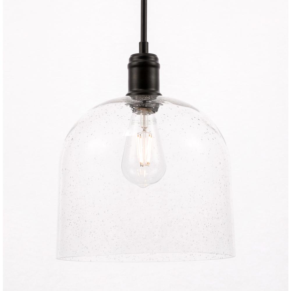 Gabe 1 light Black and Clear seeded glass pendant. Picture 9