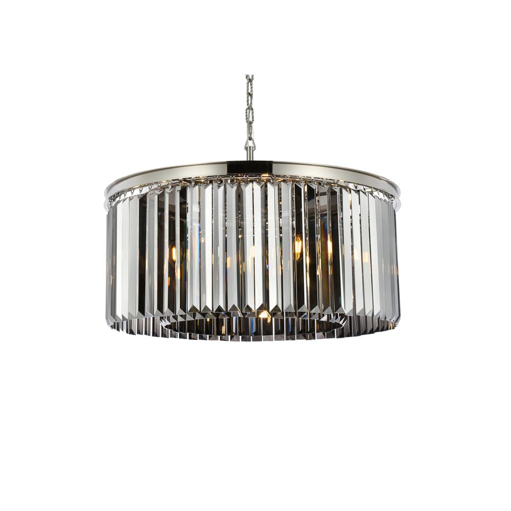 Sydney 8 light polished nickel Chandelier Silver Shade (Grey) Royal Cut Crystal. Picture 2