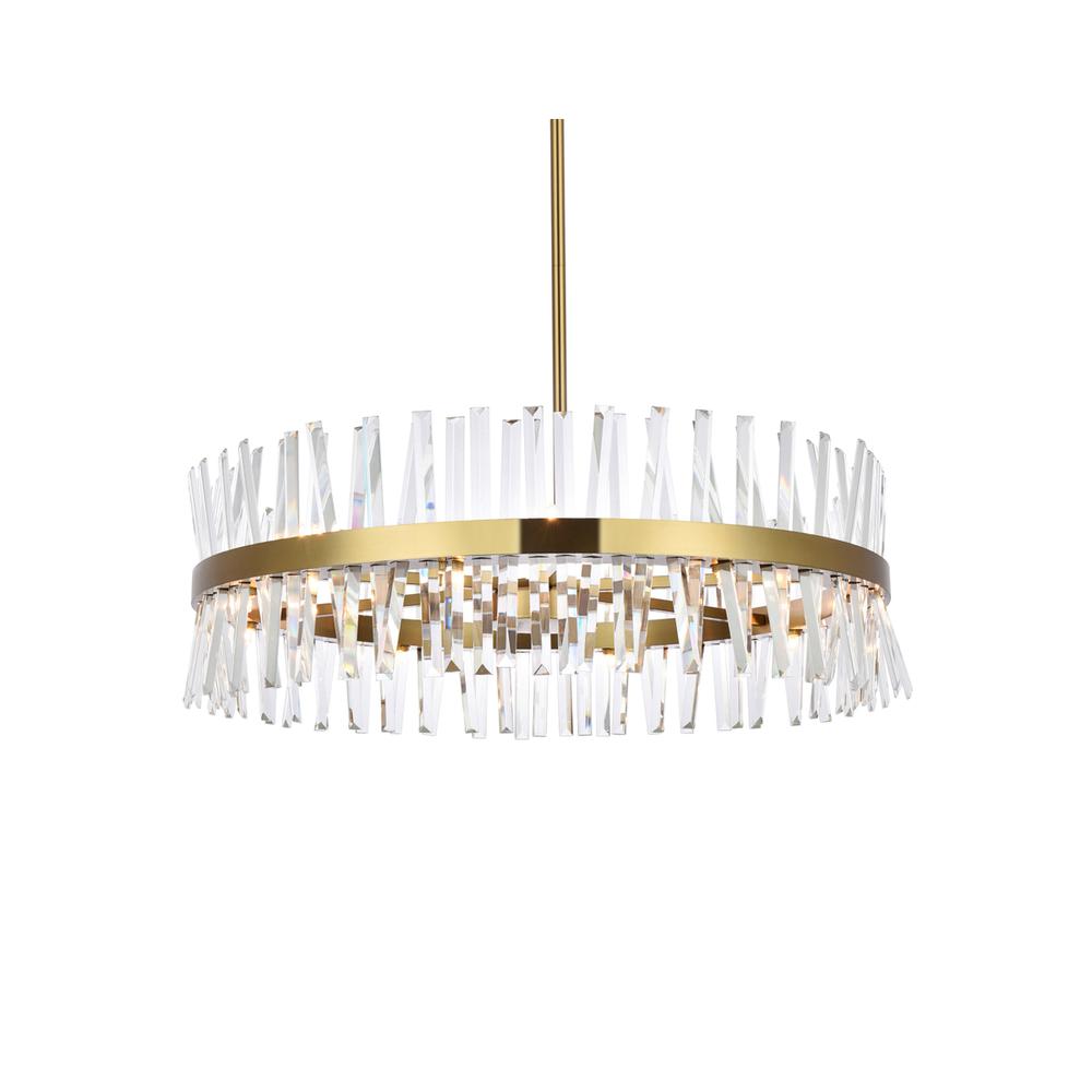 Serephina 36 inch crystal round chandelier light in satin gold. Picture 2