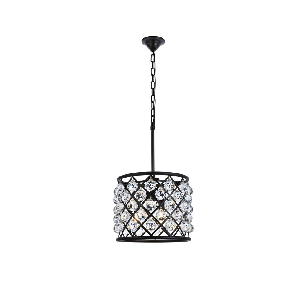 Madison 4 light Matte Black Pendant Clear Royal Cut Crystal. Picture 1