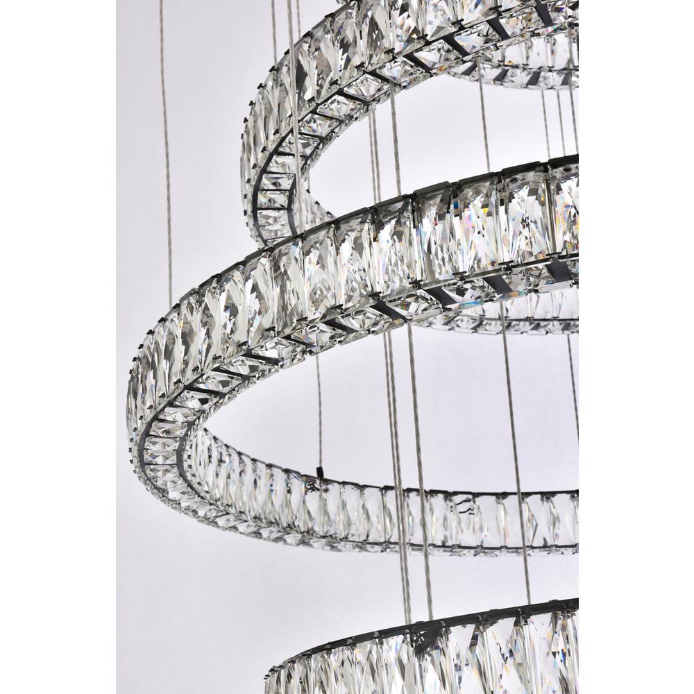 Monroe 40 inch LED seven ring chandelier in black. Picture 5