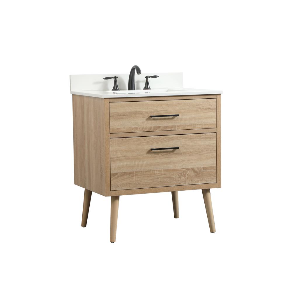 30 inch Single bathroom vanity in mango wood with backsplash. Picture 7