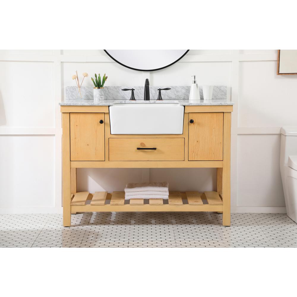 48 inch Single bathroom vanity in natural wood with backsplash. Picture 14