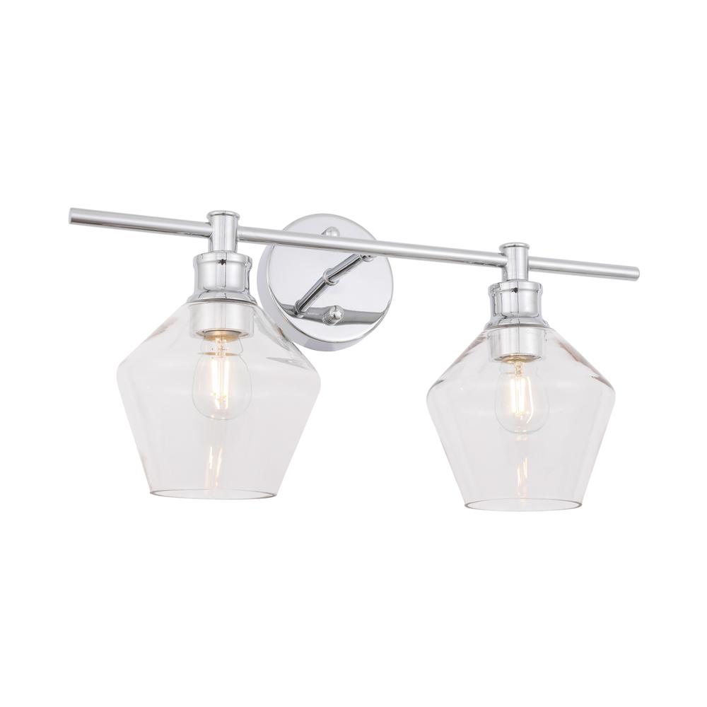 Gene 2 light Chrome and Clear glass Wall sconce. Picture 13