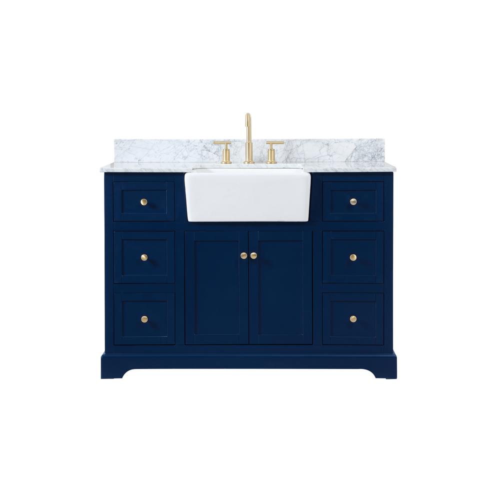 48 inch Single bathroom vanity in blue. Picture 1