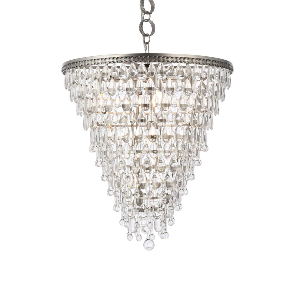 Nordic 7 light antique silver Chandelier Clear Royal Cut Crystal. Picture 2