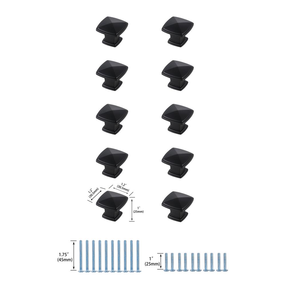 Marcel 1.2" Matte Black Square Knob Multipack (Set of 10). Picture 5