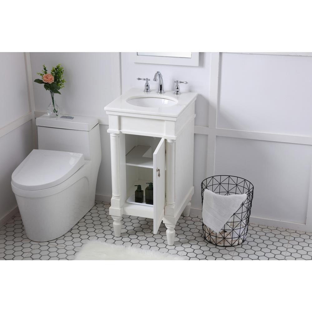18 inch Single Bathroom vanity in antique white. Picture 3