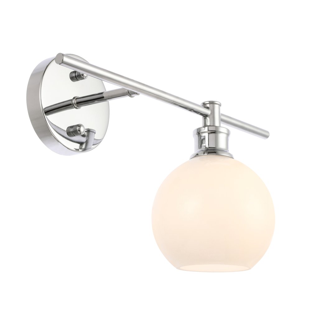 Collier 1 Light Chrome And Frosted White Glass Right Wall Sconce. Picture 5
