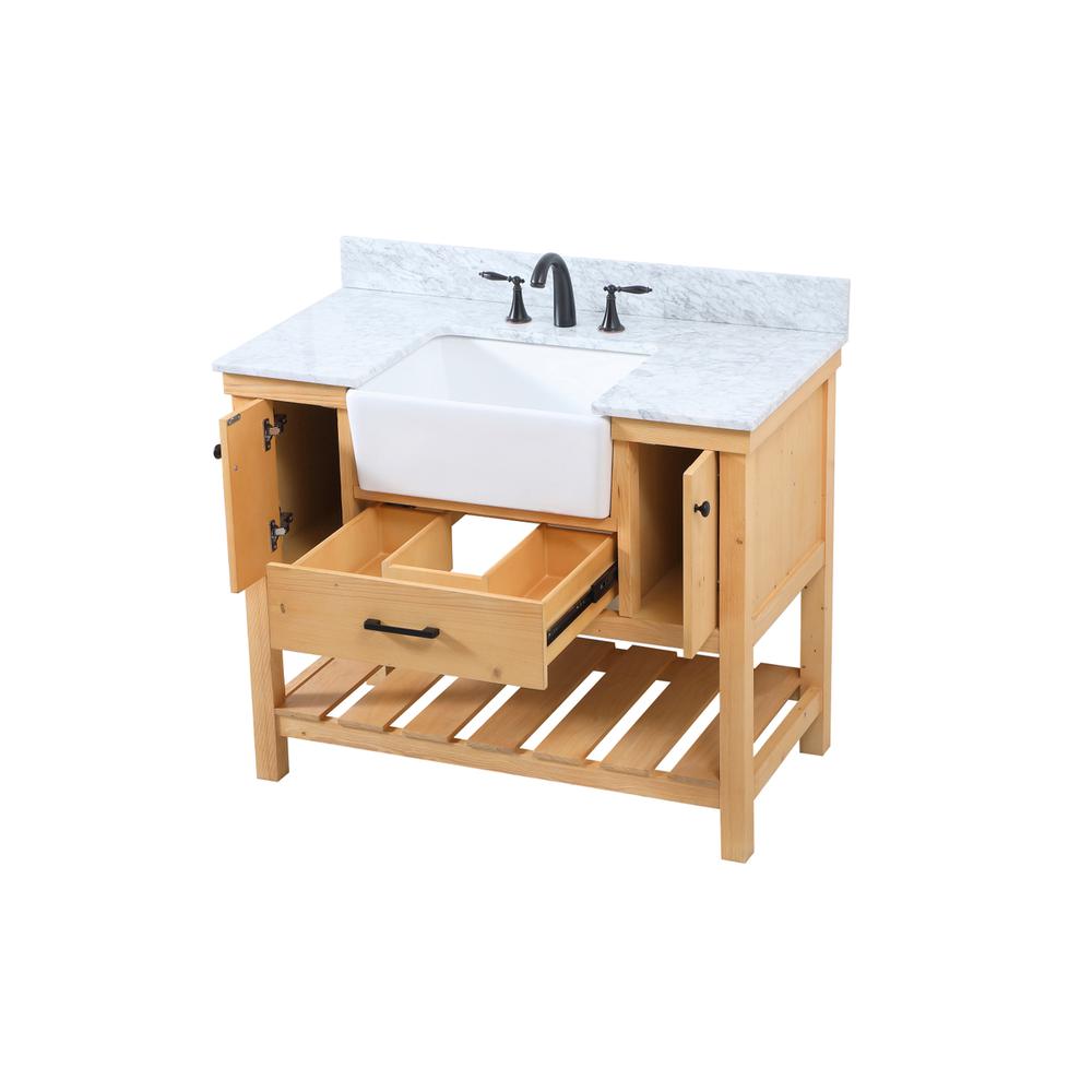 42 inch Single bathroom vanity in natural wood with backsplash. Picture 9