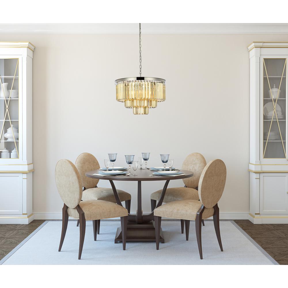 Sydney 9 light polished nickel Chandelier Golden Teak (Smoky) Royal Cut Crystal. Picture 7