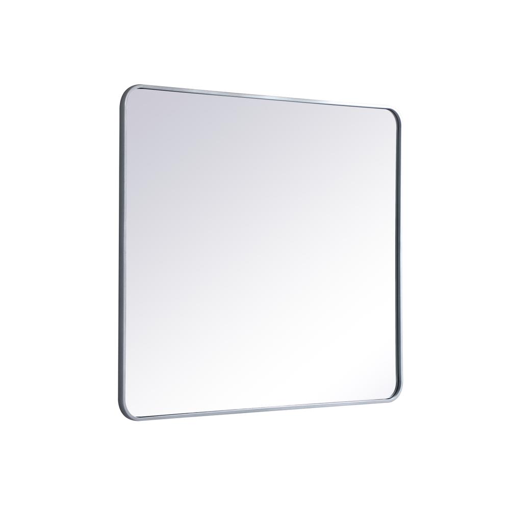 Soft corner metal rectangular mirror 36x40 inch in Silver. Picture 5