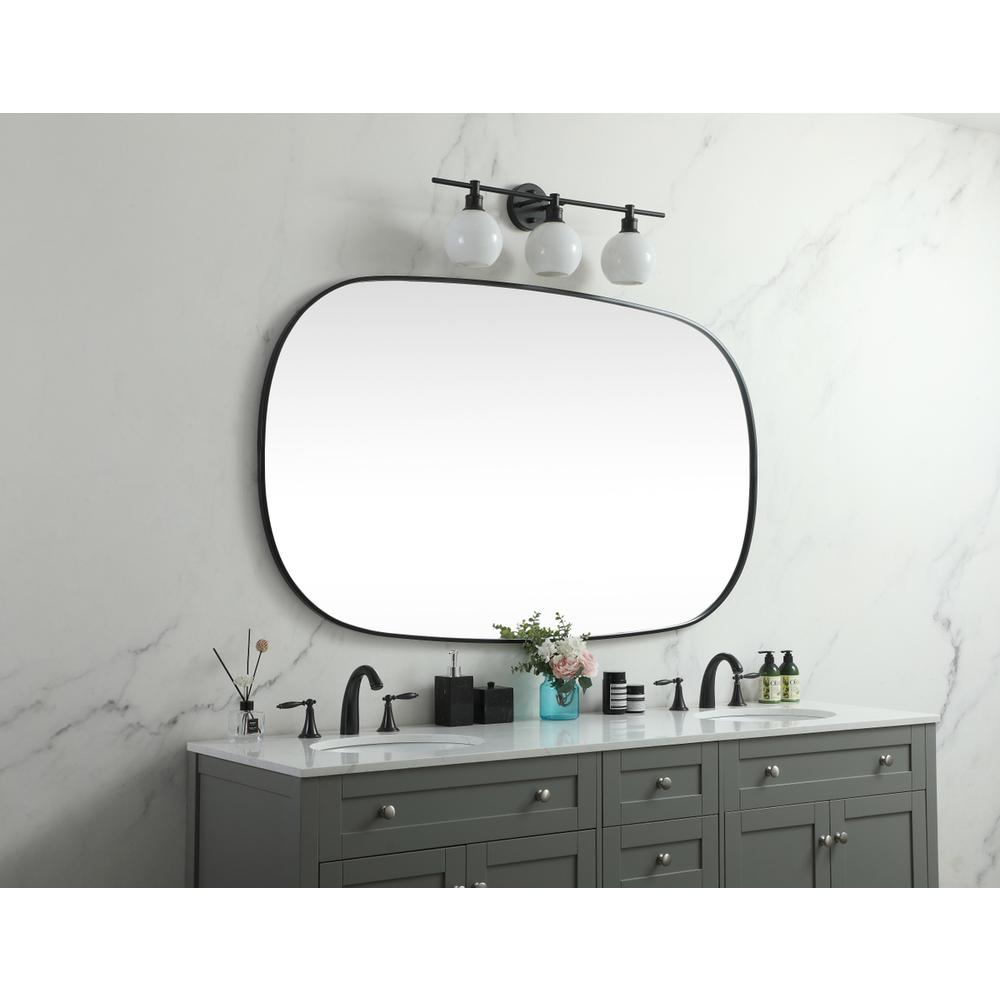 Metal Frame Oval Mirror 36x60 Inch in Black. Picture 2