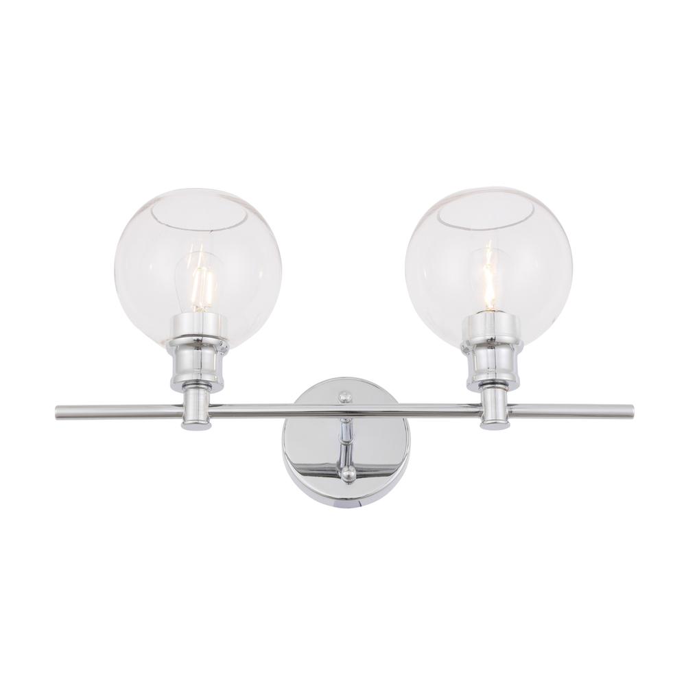 Collier 2 light Chrome and Clear glass Wall sconce. Picture 3