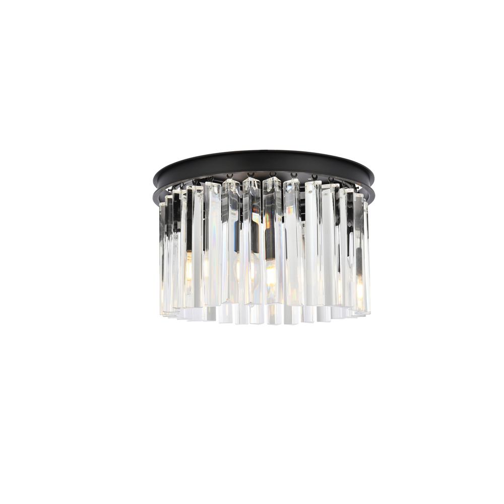 Sydney 3 light Matte Black Flush Mount Clear Royal Cut Crystal. Picture 1