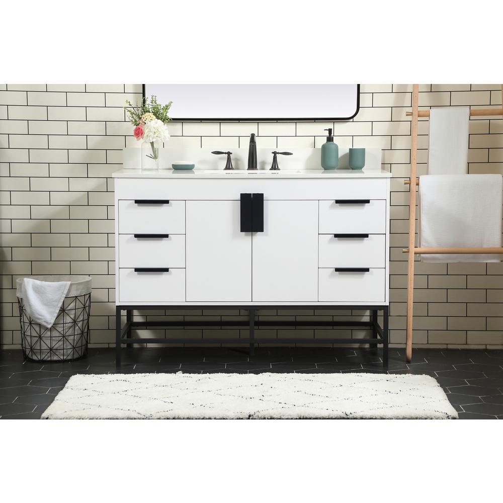 48 inch Single bathroom vanity in white with backsplash. Picture 14