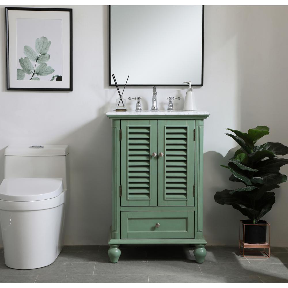 24 inch Single Bathroom Vanity in Vintage Mint. Picture 14