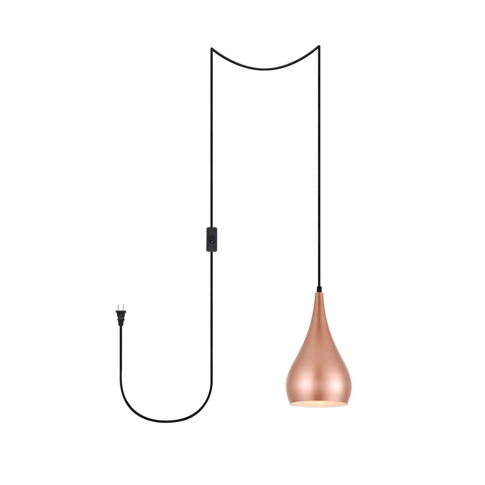 Nora 1 Light honey gold plug-in pendant. Picture 1