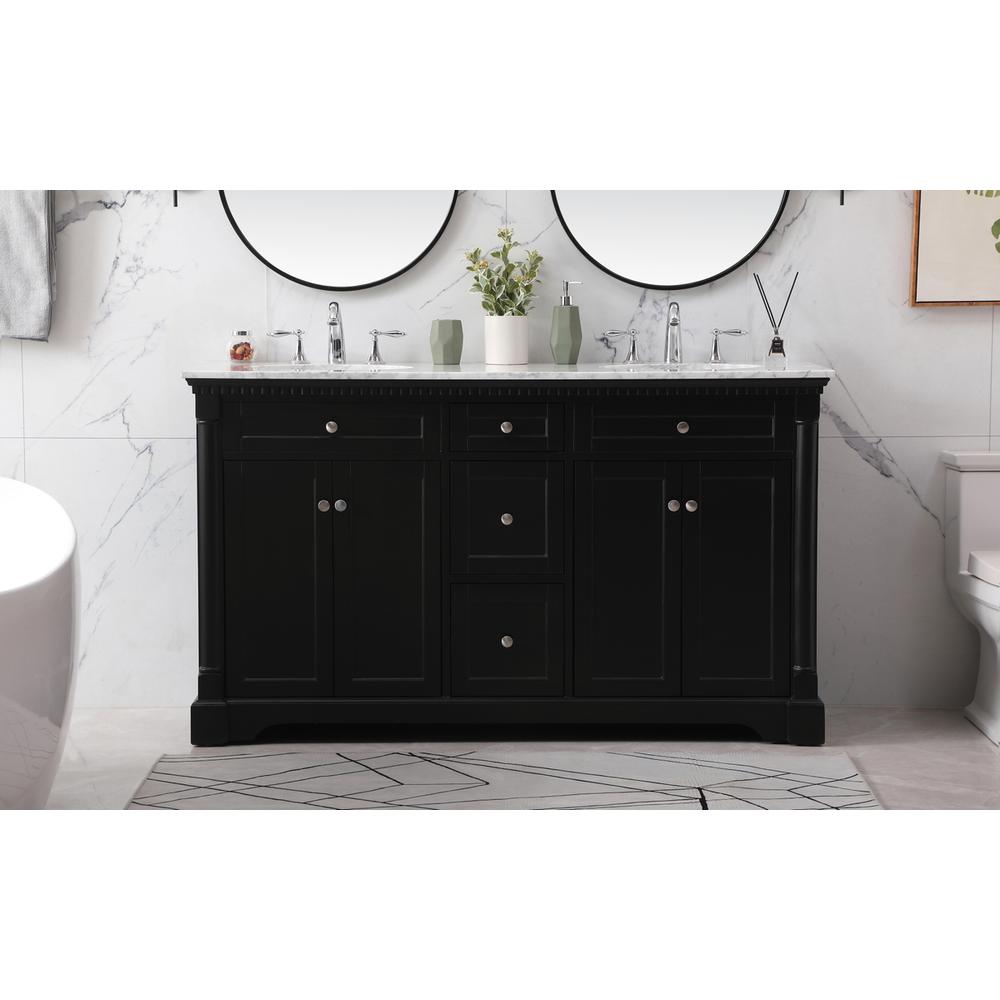60 inch double bathroom vanity set in black. Picture 14