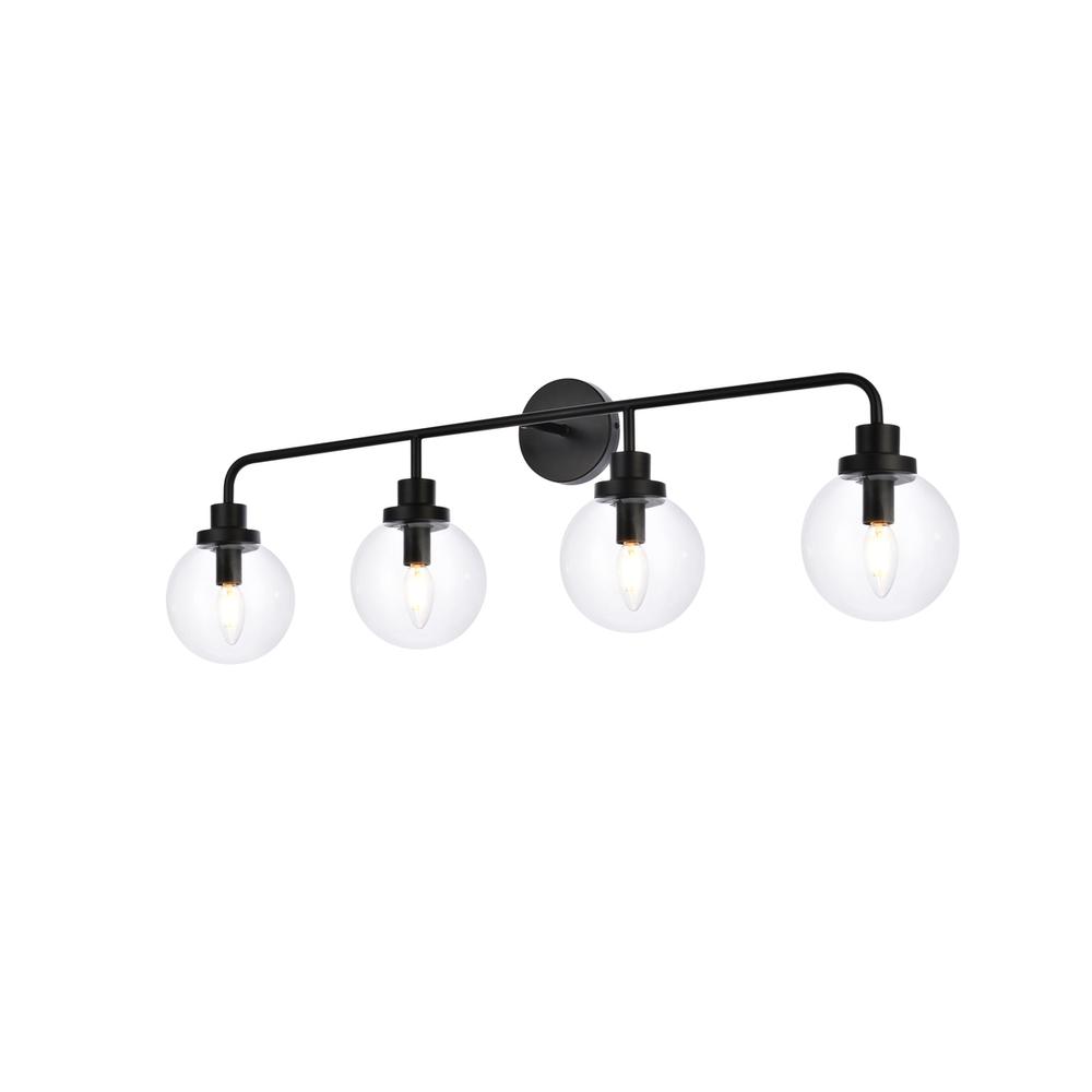 Hanson 4 lights bath sconce in black with clear shade. Picture 2