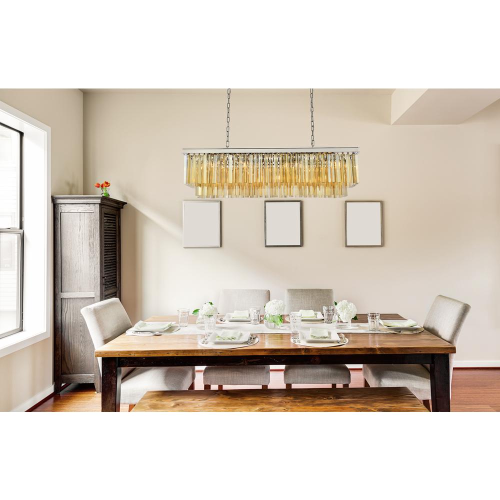 Sydney 12 light polished nickel Chandelier Golden Teak (Smoky) Royal Cut Crystal. Picture 7