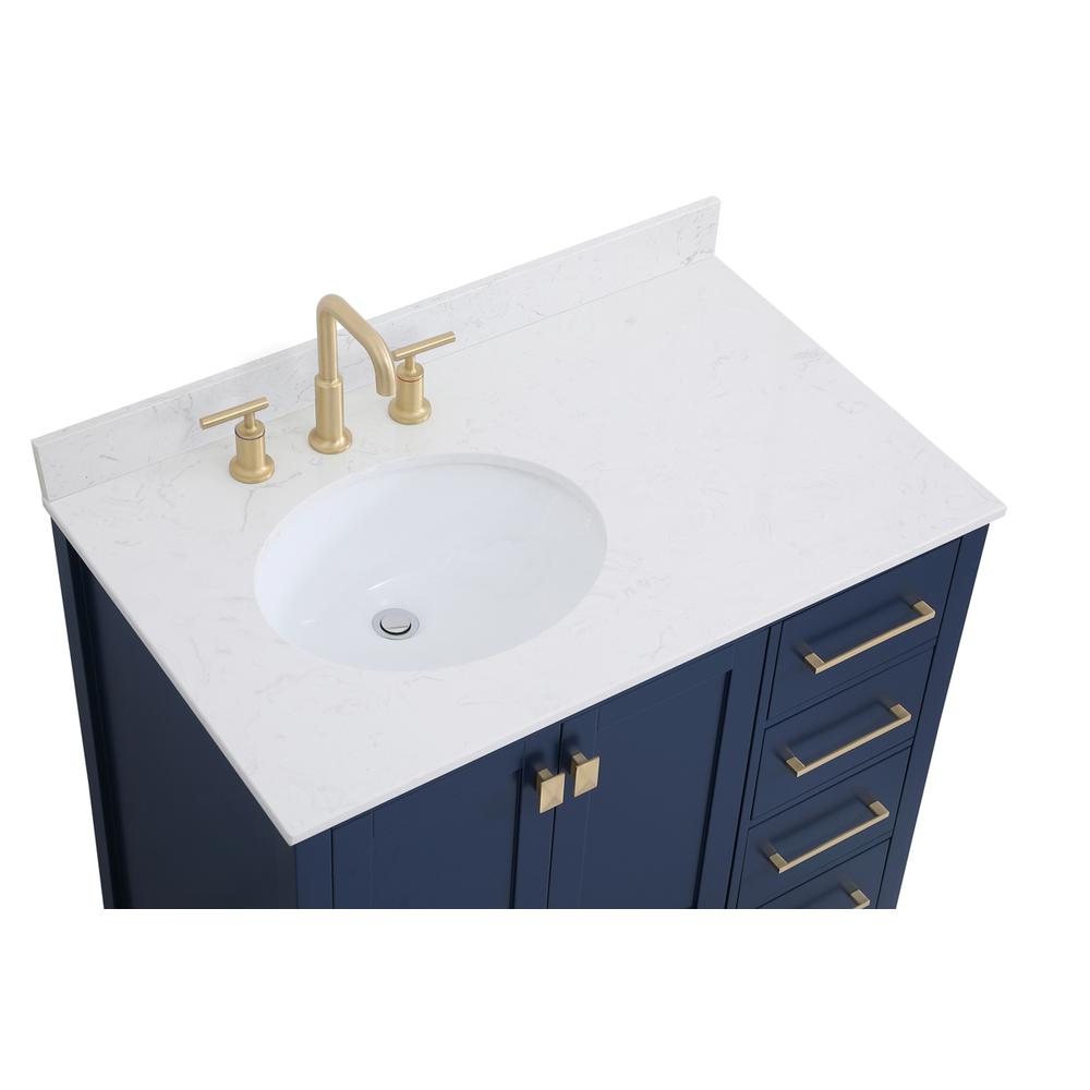 36 inch Single Bathroom Vanity in Blue with Backsplash. Picture 10