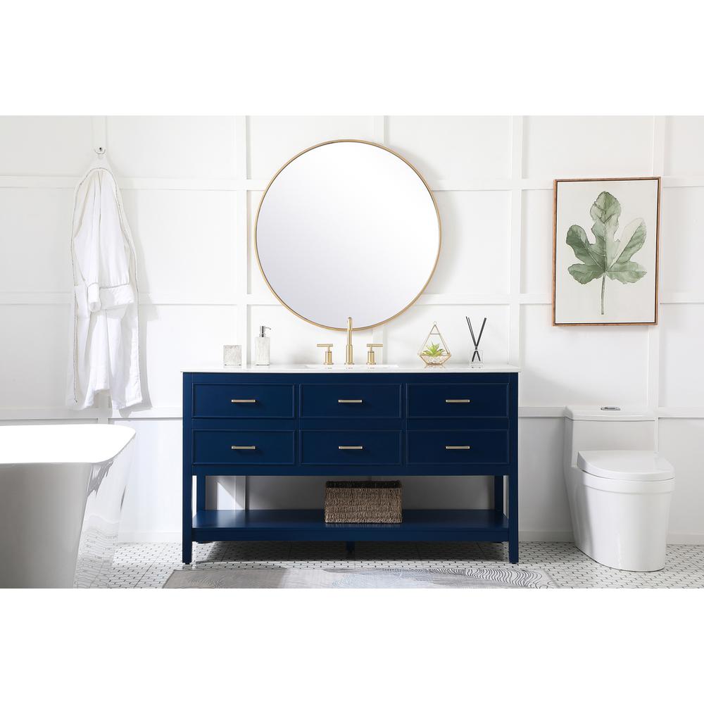 60 inch Single bathroom vanity in blue. Picture 4