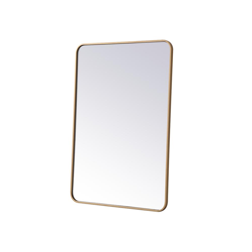 Soft corner metal rectangular mirror 27x40 inch in Brass. Picture 7