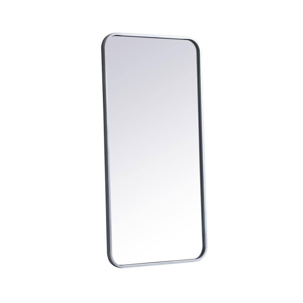 Soft corner metal rectangular mirror 18x36 inch in Silver. Picture 5