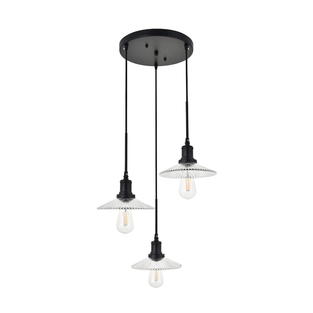 Waltz 3 Light Black Pendant. Picture 3