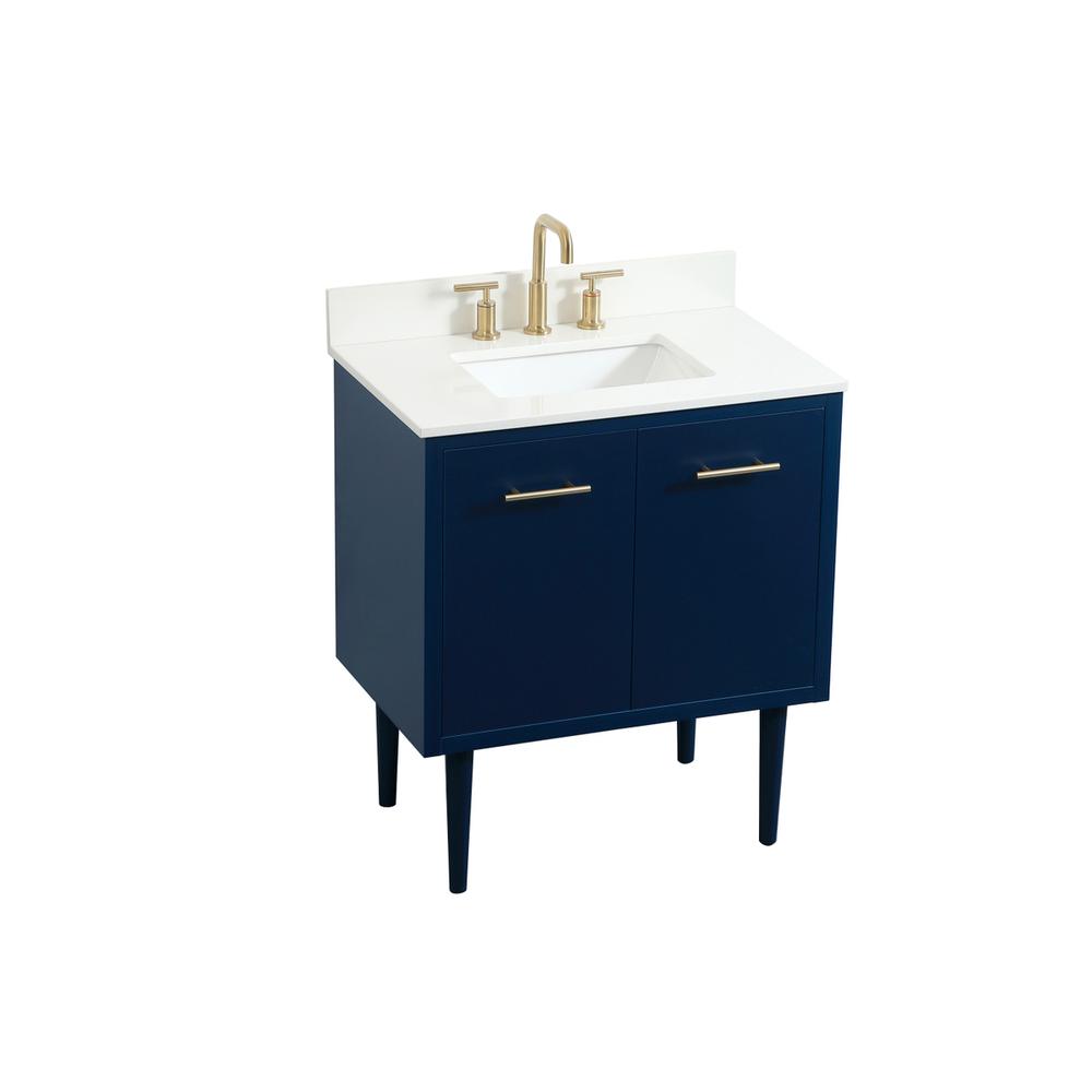 30 inch Single bathroom vanity in blue with backsplash. Picture 11