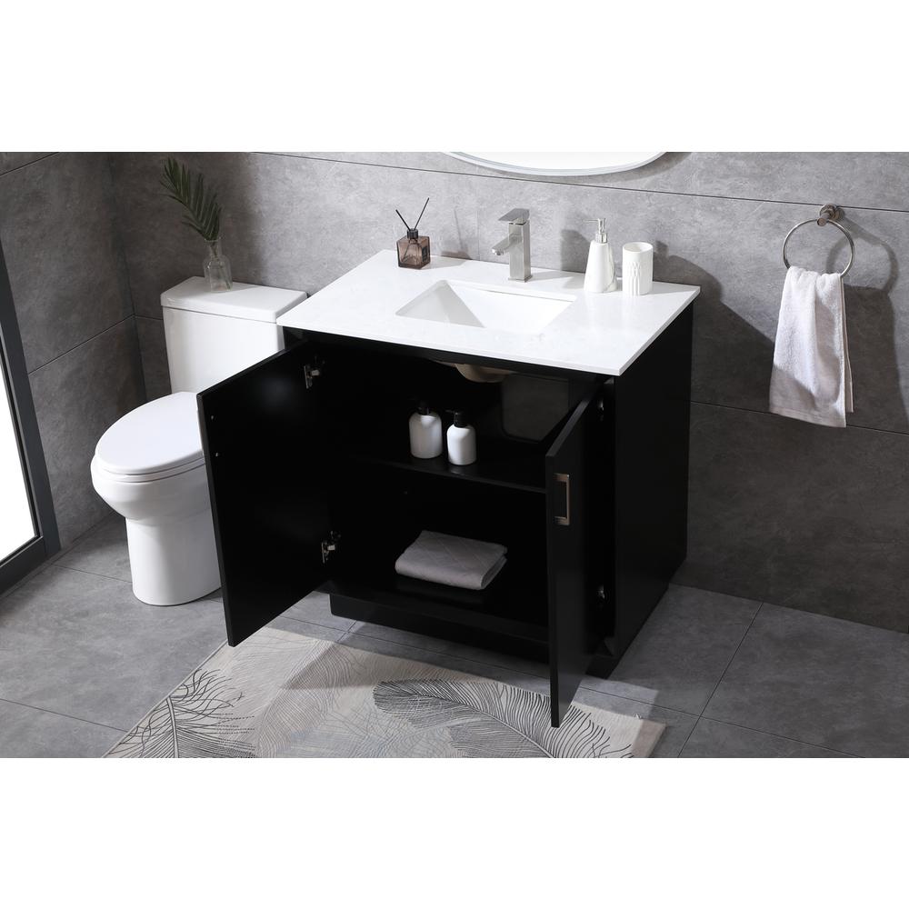 36 Inch SIngle Bathroom Vanity In Black. Picture 3
