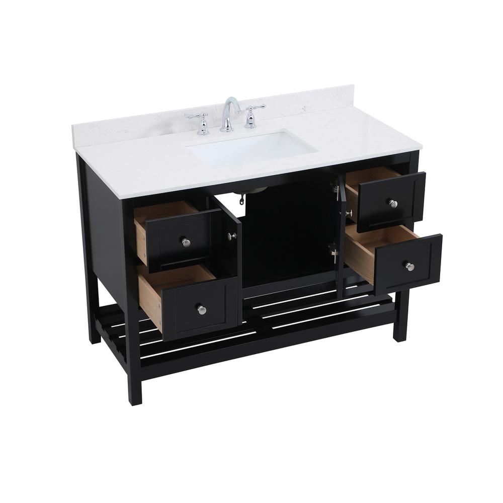 48 inch Single Bathroom Vanity in Black with Backsplash. Picture 9