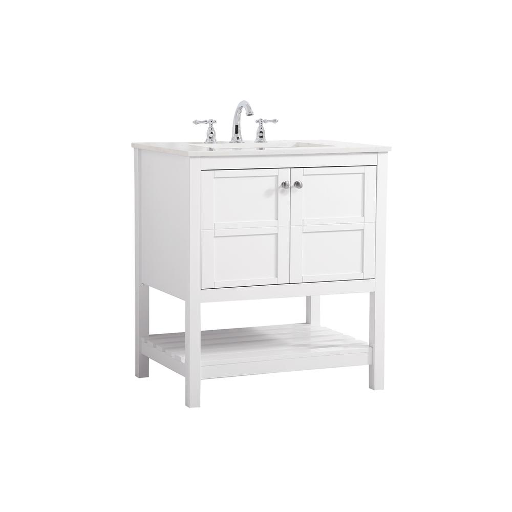 30 inch Single Bathroom Vanity in White. Picture 6